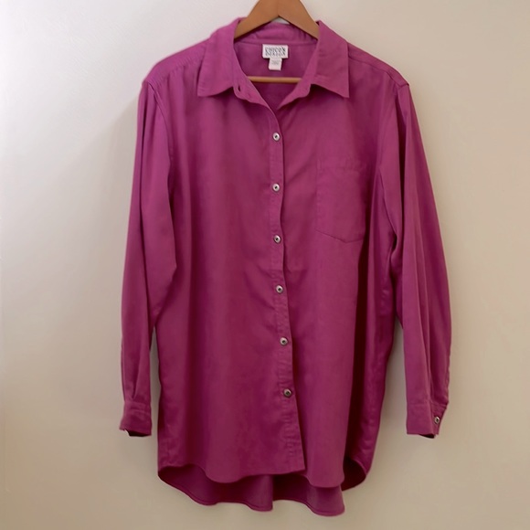 Chico's Tops - Chico’s Fuchsia Color Faux Suede Blouse Size 3